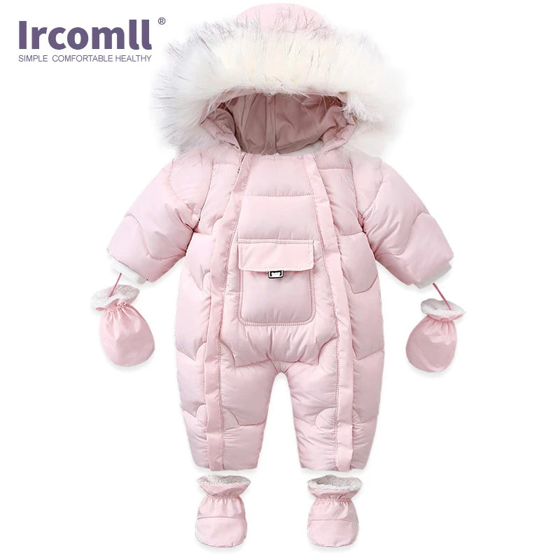 Ircomll, ropa de bebé de alta calidad, monos para niños, invierno con capucha y piel, pelele cálido para niños, mono, ropa para niños pequeños