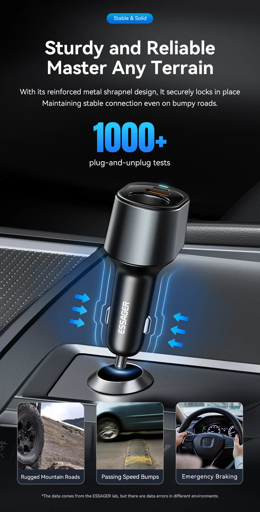 Essager 120W USB C cargador de coche con puerto de encendedor de cigarrillos de coche de 85W adaptador de cargador de coche rápido para iPhone 15 MacBook Xiaomi Laptop