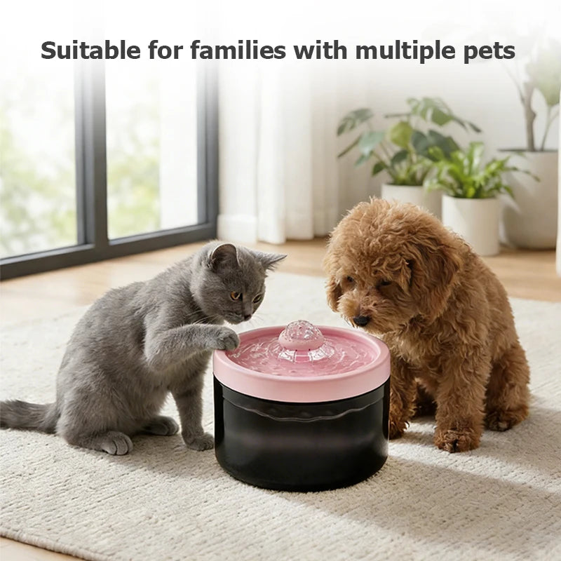 Bebedero Automático para Gatos y Perros de 1.8L/60.87oz, Dispensador de Agua Silencioso con Filtro para Mascotas Pequeñas, Tazón de Agua Interior Antideslizante