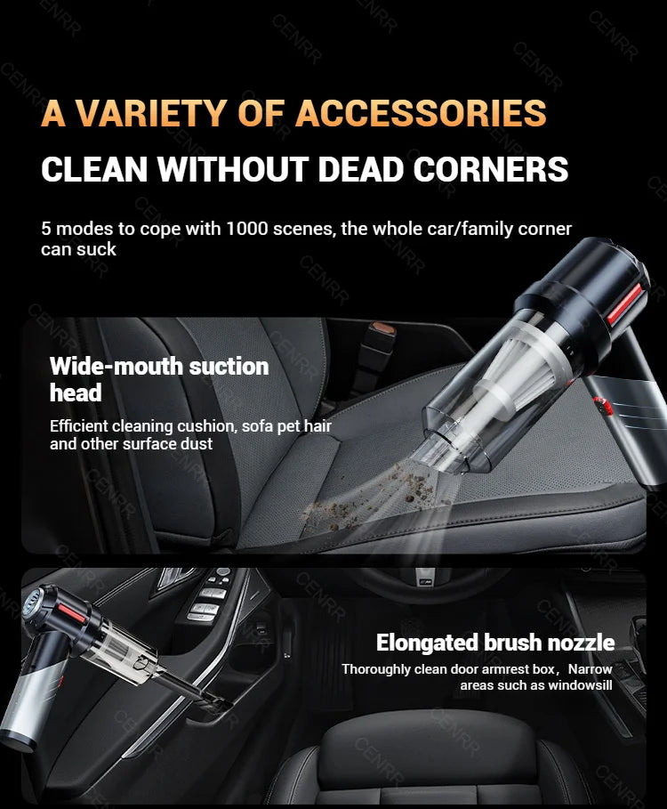CENRR 998000 Aspirador de coche PA, Mini aspirador inalámbrico potente para coche, aspirador portátil de mano, electrodoméstico