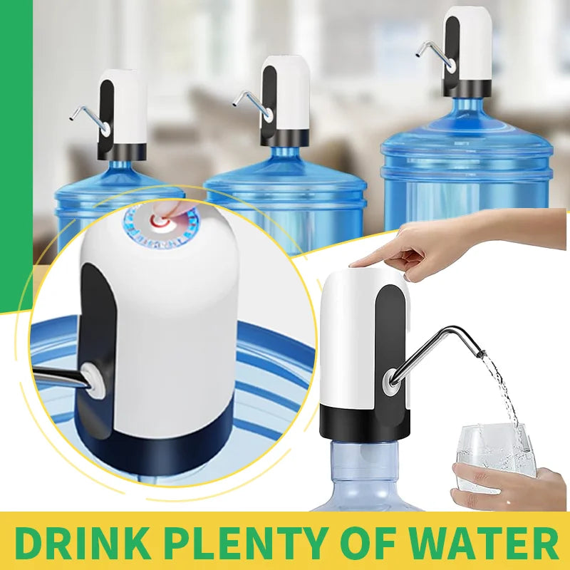 Water Dispenser for 5 Gallon Bottles, Portable USB Rechargeable Electric Water Pump, Drinking Water Jug Pump for Home, Kitchen, Living Room, Office, Camping, 3-5 Gallon Universal (Black)