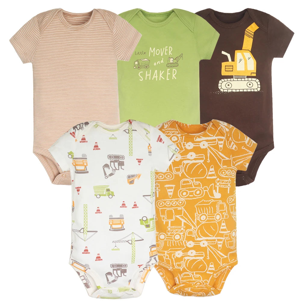 5 unids/lote de monos para bebé, ropa de verano, moda de algodón con estampado Floral, ropa para bebé recién nacido, niña y niño, mono bonito, trajes infantiles