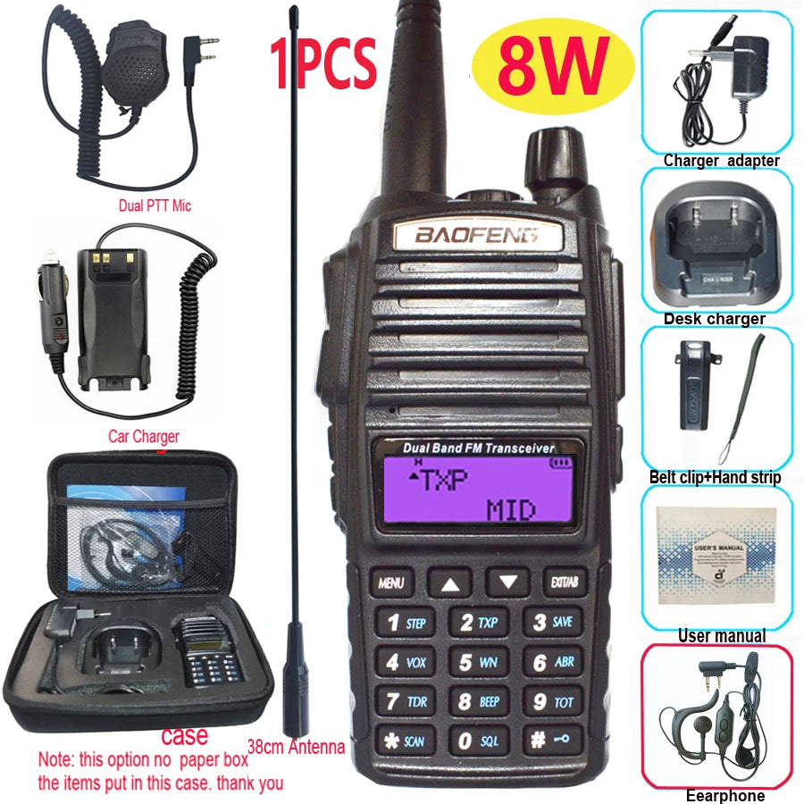 Walkie Talkie profesional UV82 FM Baofeng UV 82 8W estación de Radioaficionado VHF UHF transceptor Radios de caza Amateur Comunicador