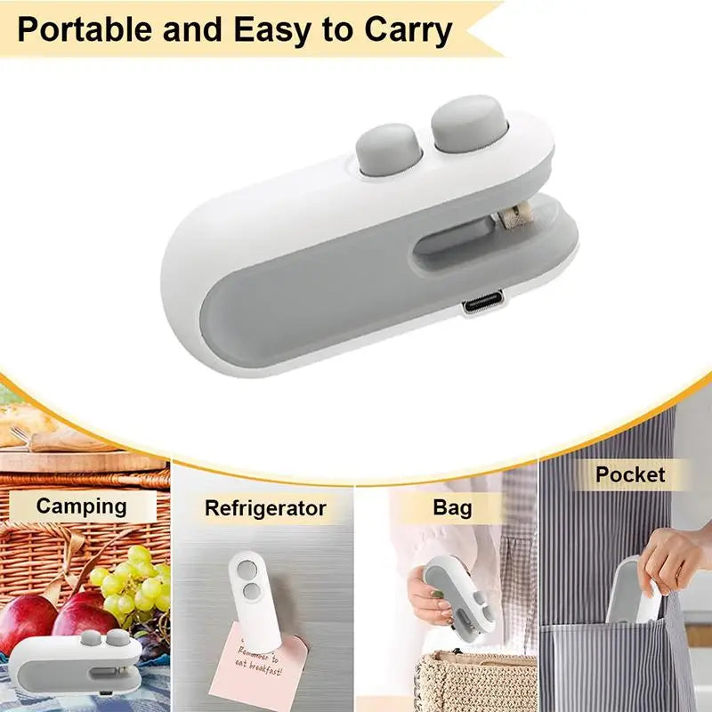 Mini Sellador de Alimentos Portátil, Recargable por USB, Sellador de Bolsas para Almacenamiento de Alimentos, Dispositivo Portátil para Mantener la Frescura