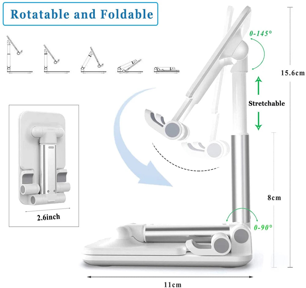 Soporte de escritorio para teléfono inteligente, soporte plegable para tableta, iPhone, iPad, Samsung, Huawei y Xiaomi