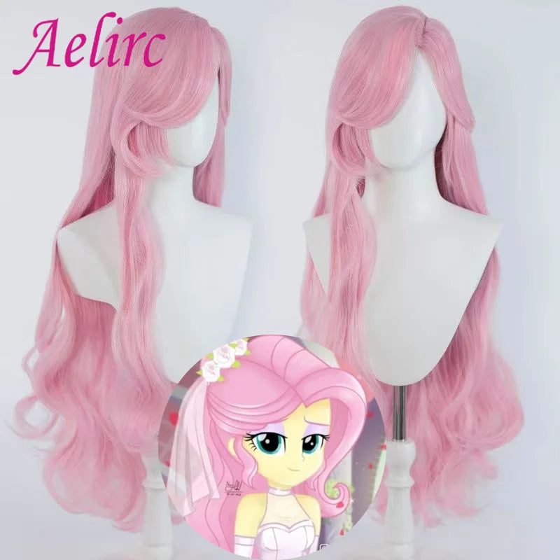 Peluca de Cosplay Pony Fluttershy Friends Anime Coser peluca rizada larga sintética peluca de fibra resistente al calor de alta calidad fiesta de Halloween