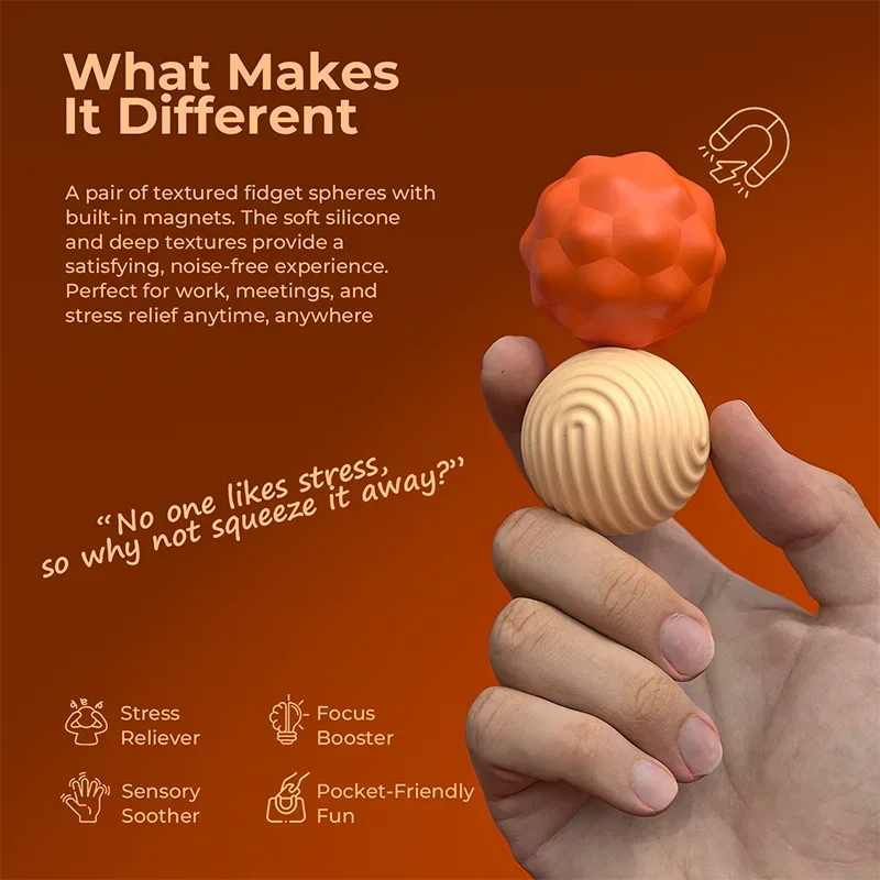 Bolas magnéticas de silicona para Fidget, bolas magnéticas de silicona extragrandes, 2 uds., 40,5mm, juguetes sensoriales para aliviar el estrés, autismo, TDAH, ansiedad