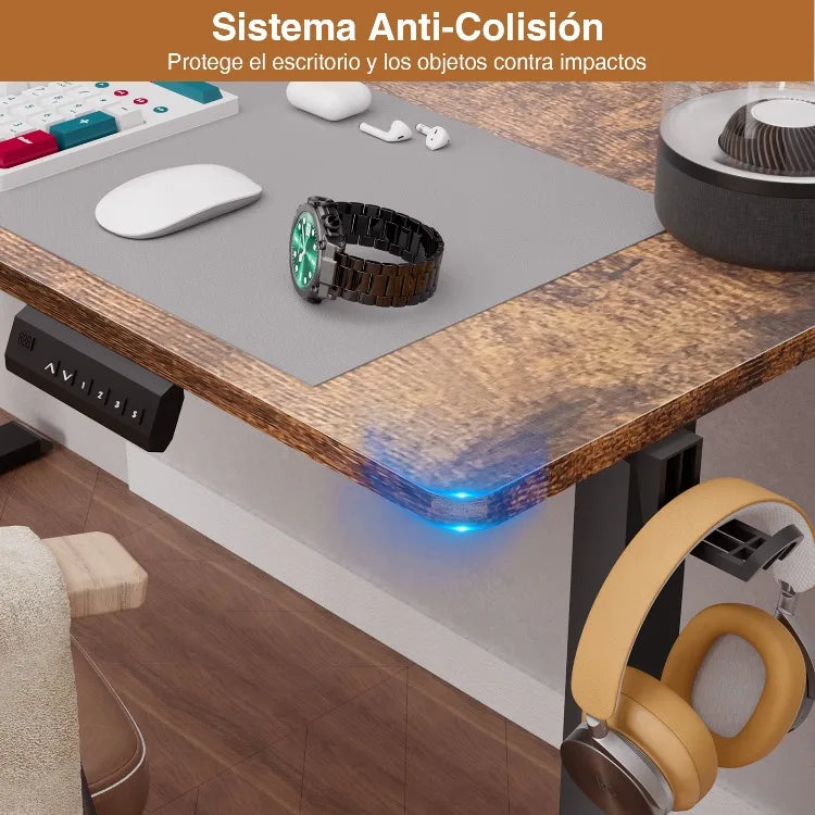 Escritorios de ordenador ajustables en altura, mesa de ordenador de pie, estación de trabajo de elevación moderna, gancho para auriculares, escritorio para juegos, escritorios de oficina en casa