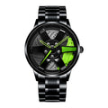 Reloj de pulsera de cuarzo para hombre, de acero inoxidable, a la moda, con esfera deportiva, llanta de coche, cubo de rueda, relojes de pulsera de lujo para negocios