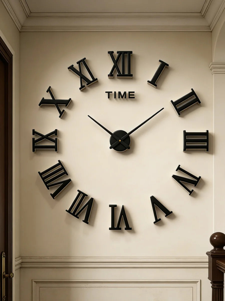 Reloj de pared con espejo acrílico de Número Romano grande 2D/3D, pegatina de moda DIY, relojes de cuarzo, reloj, decoración del hogar, pegatinas para el salón