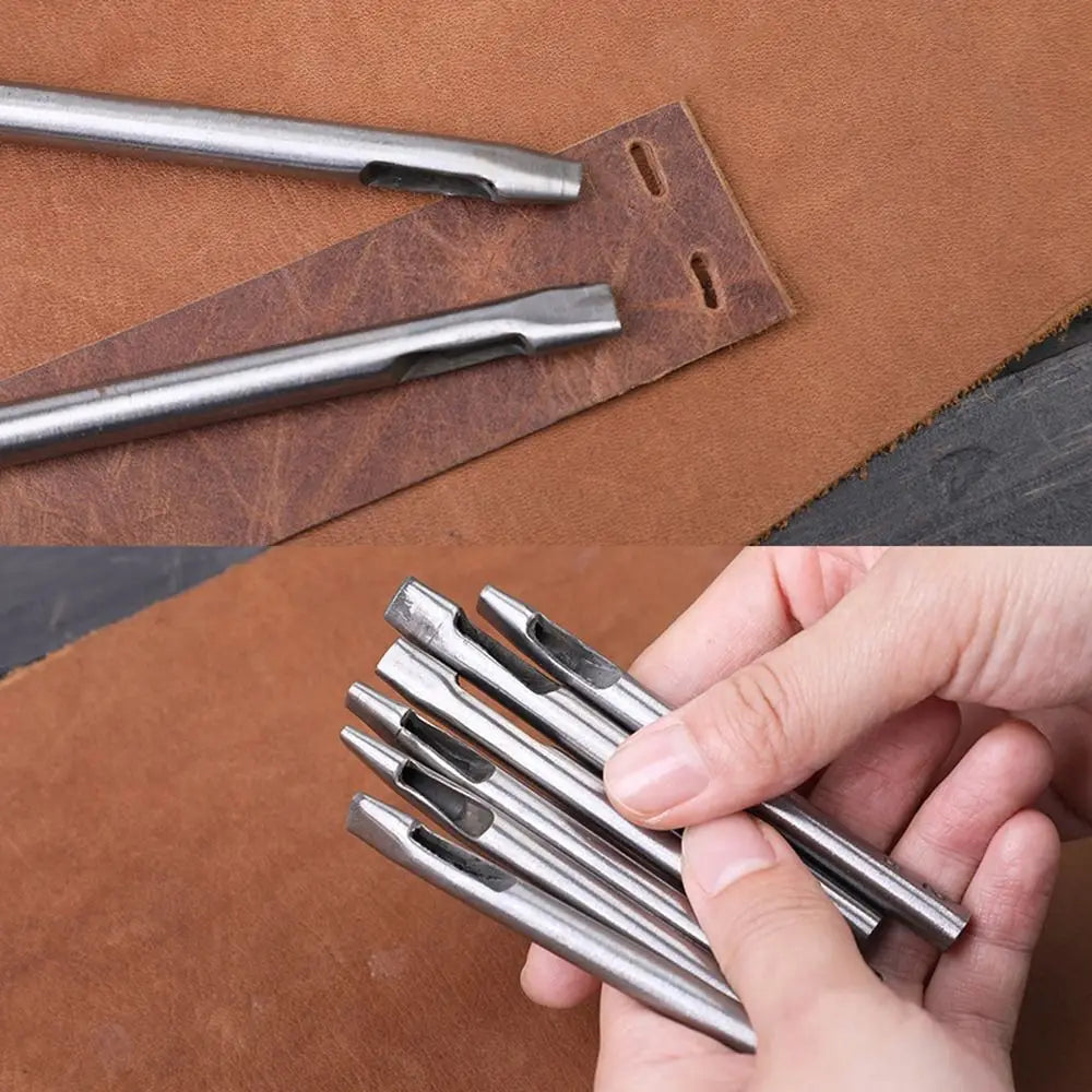 1 ud. Nuevo perforador de cuero para cinturones, herramienta DIY, perforador de agujeros huecos, ovalados, elípticos, de acero para manualidades
