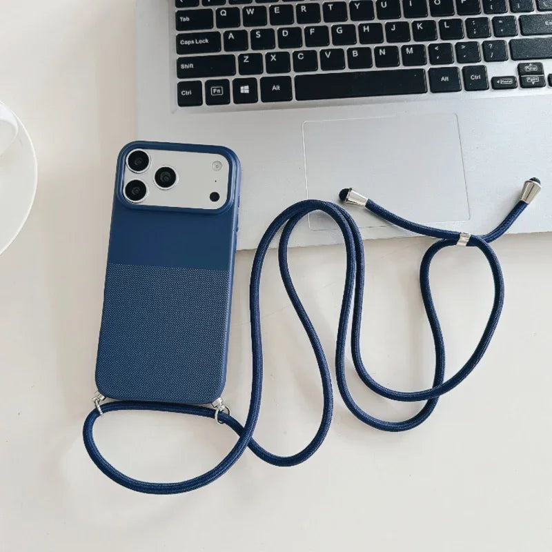 Funda de silicona con cordón y diseño de lunares para iPhone 17, 16, 15, 14, 13, 12, 11 Pro MAX, funda suave para iPhone 16, 17 Pro Max