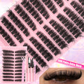 Kit de extensión de pestañas DIY, grupos de pestañas individuales de 9-16mm con unión y sello, pestañas naturales tenues