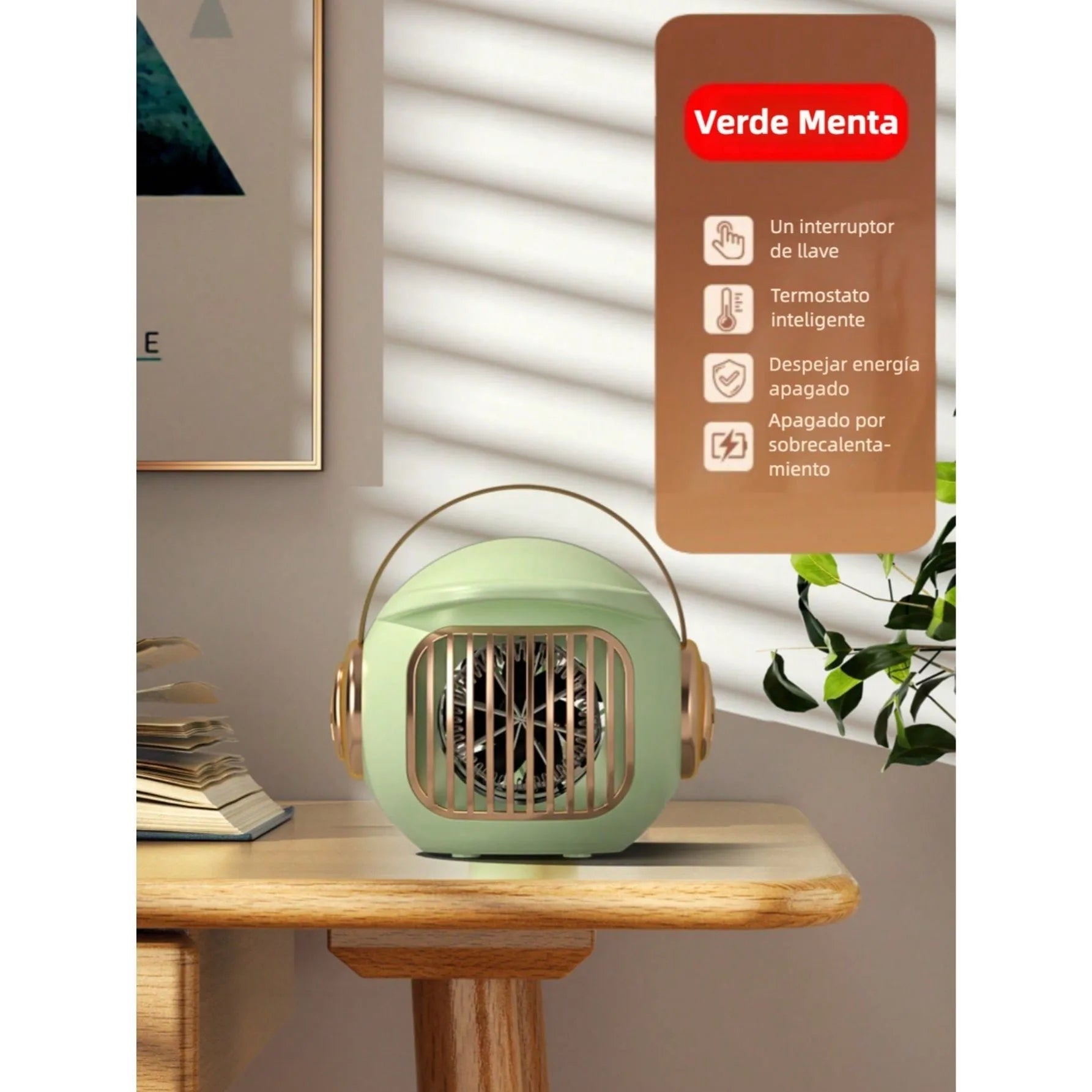 Calentador Eléctrico Portátil para Oficina, Calentador y Ventilador de 1500W, Calentador de Escritorio para Oficina y Hogar, Protección Contra Sobrecalentamiento y Volteo