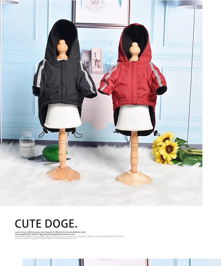 Ropa reflectante para mascotas, abrigo cálido impermeable para perros, chaqueta con capucha de algodón, cara de perro, ropa para perros pequeños, otoño e invierno