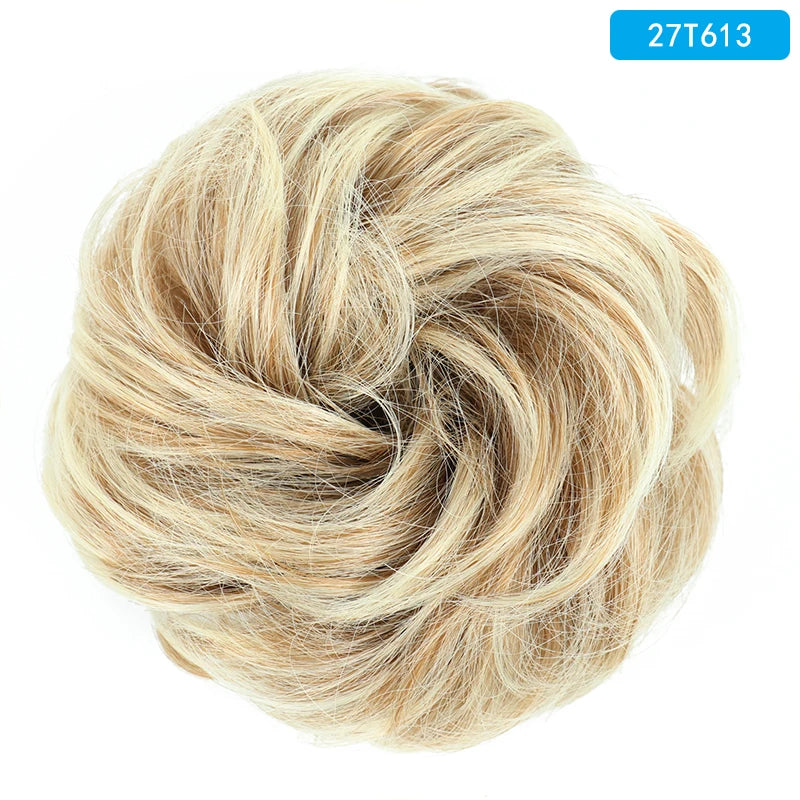 AZQUEEN-extensión de cabello de moño desordenado, banda elástica sintética, moño ondulado rizado, Scrunchies Donut Updo, postizo para mujer