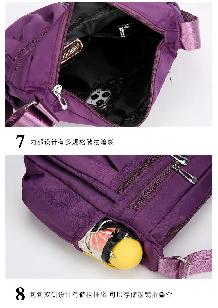 Bolso cruzado de nailon para mujer, bolso de hombro de gran capacidad, bolso femenino con múltiples bolsillos, bolso de compras de viaje para mujer, bolso de ocio