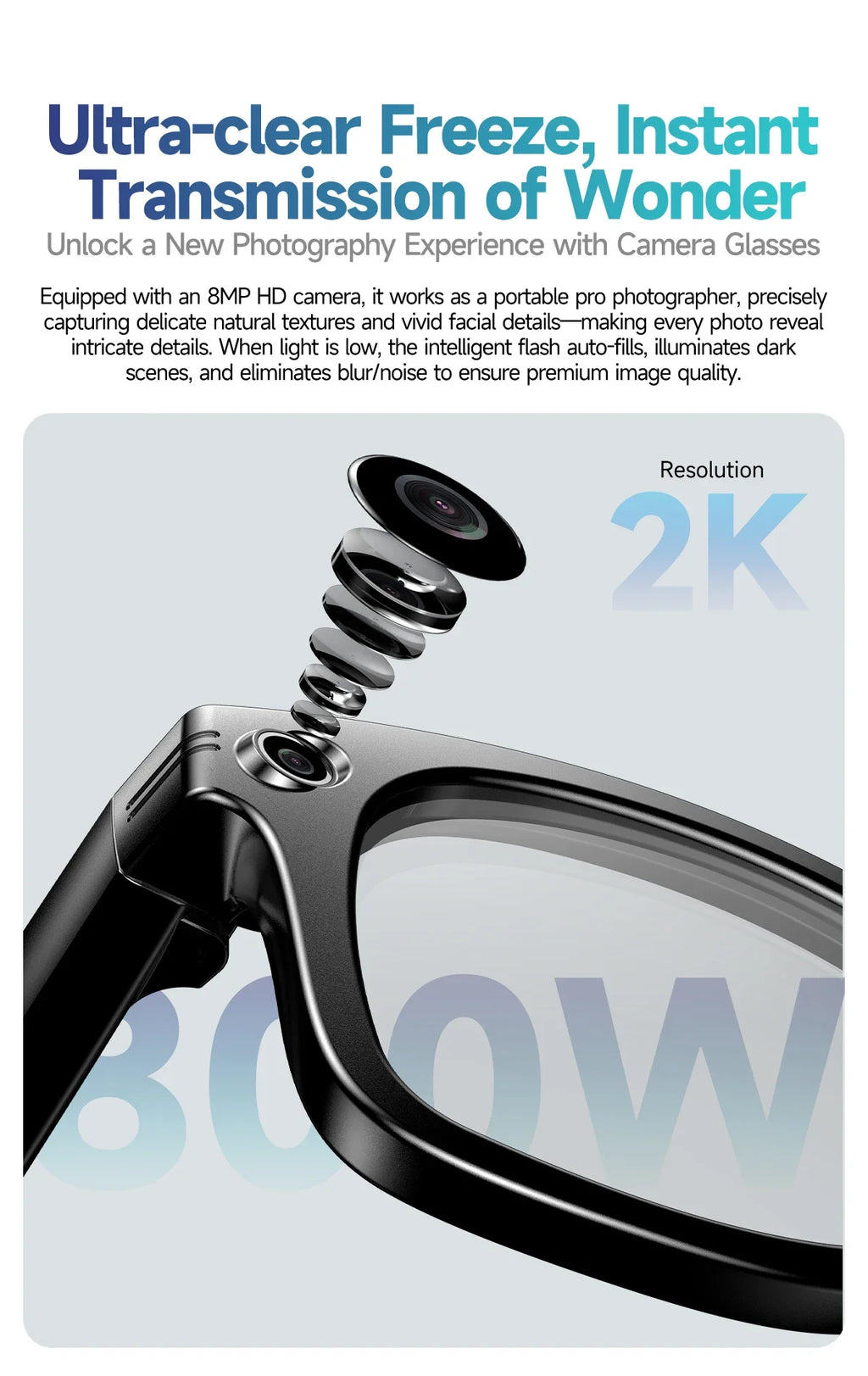 Gafas Inteligentes 2026 Nueva Versión con Cámara, Grabación de Video, Reconocimiento de Fotos por IA, Llamadas Bluetooth, Traducción de Voz, Gafas de Sol para Hombre