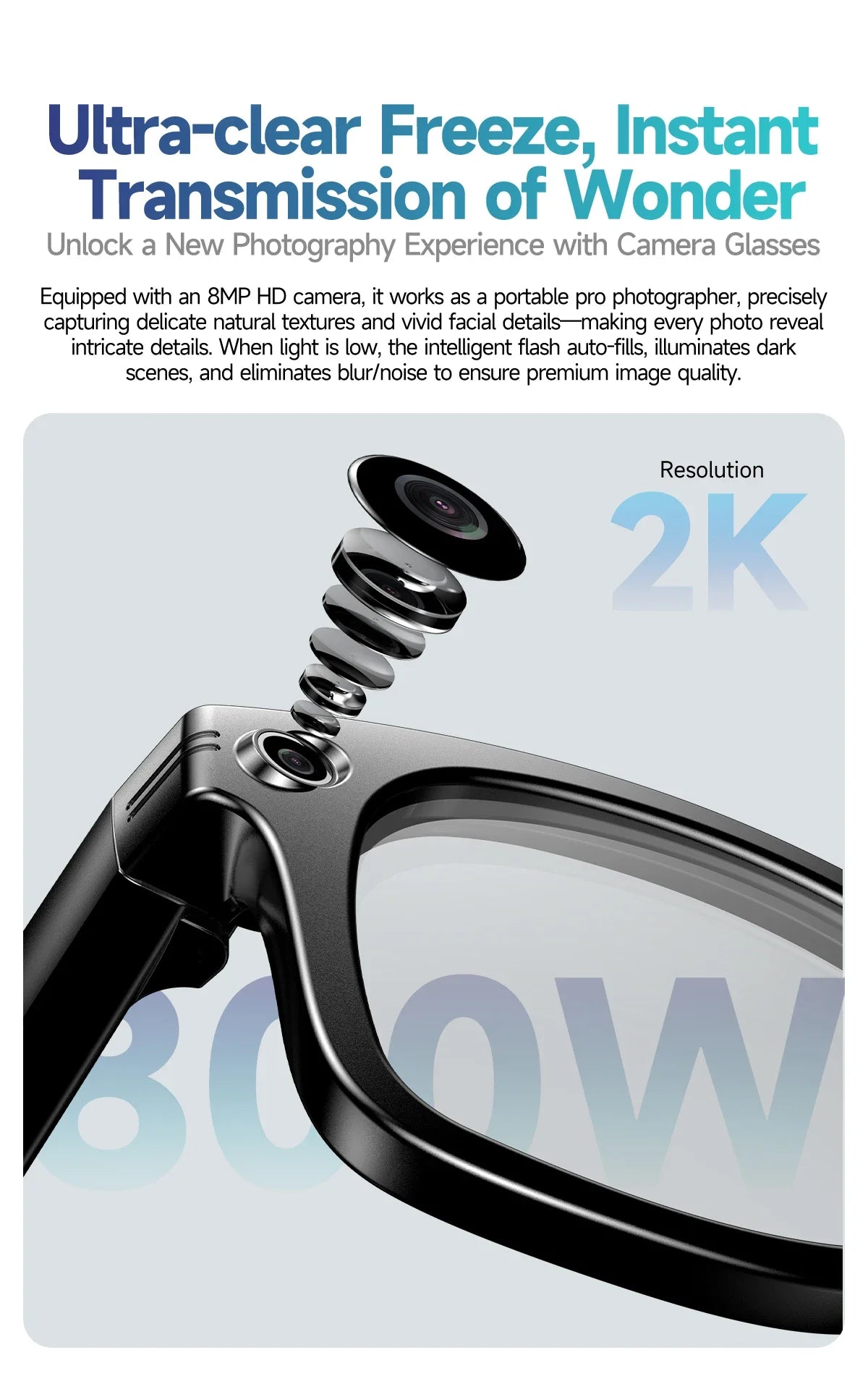 Gafas Inteligentes 2026 Nueva Versión con Cámara, Grabación de Video, Reconocimiento de Fotos por IA, Llamadas Bluetooth, Traducción de Voz, Gafas de Sol para Hombre