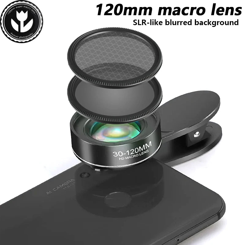 Lente Macro profesional de 120MM, lente Super Macro HD 5K, Clip Universal para cámara fotográfica, para iPhone, Samsung, Xiaomi, HUAWEI, Android