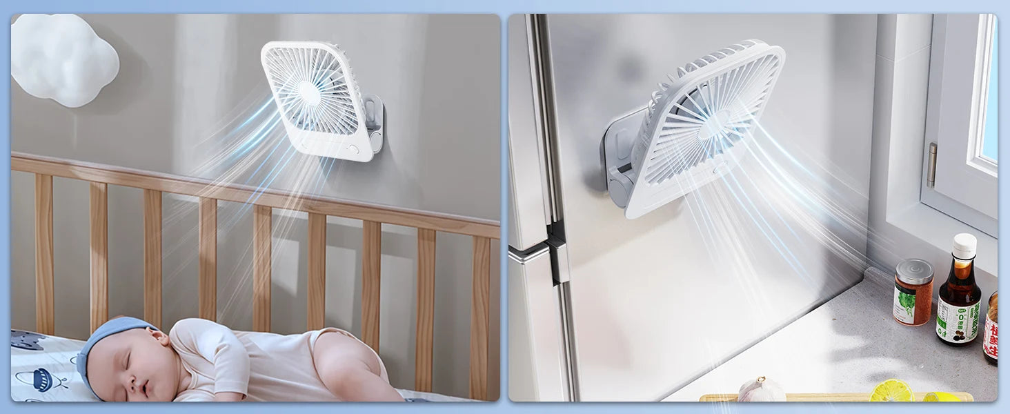 Potente ventilador de pared para inodoro Eary, recargable por Usb con ventilador de refrigeración magnético de viento de 1200mAh y 3 velocidades, ventilador de ventilación portátil para el hogar