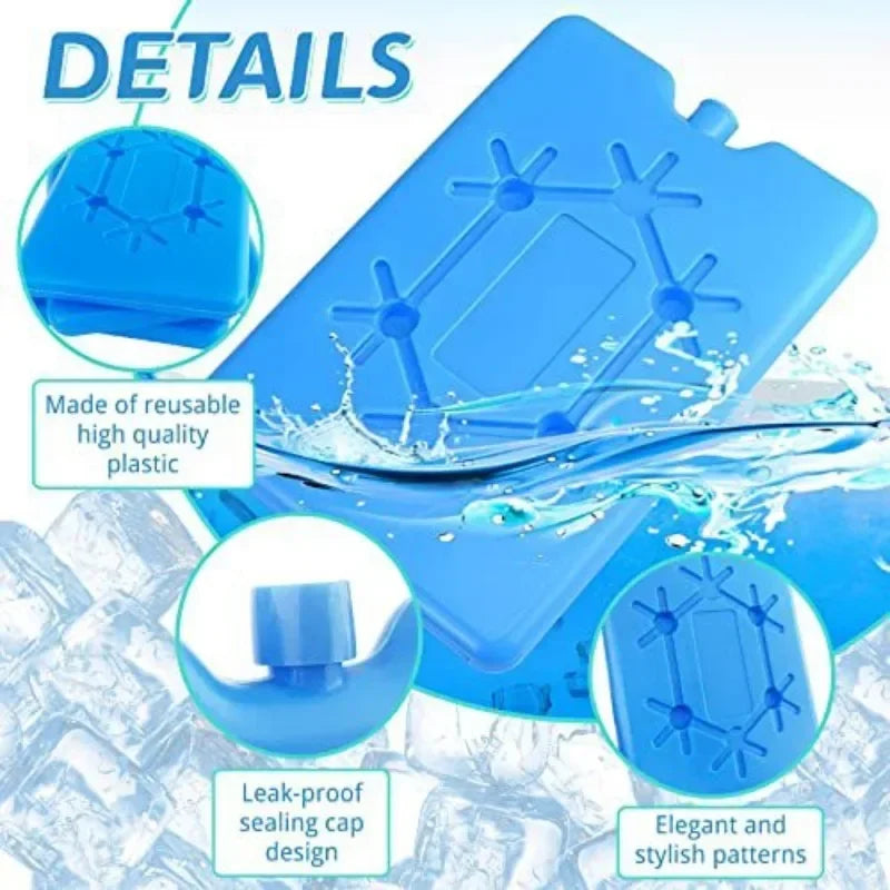 Paquete de hielo portátil reutilizable, paquete de enfriamiento para congelador, caja de llenado de agua de enfriamiento de larga duración PARA refrigeración y almacenamiento de alimentos frescos