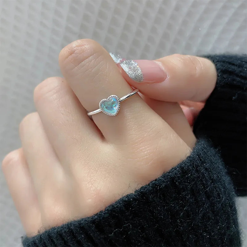 Anillo de Ópalo de Plata de Ley 925 para Mujer, Ajustable, para el Dedo Índice, Diseño Simple y Elegante, Joyería de Alta Gama, Regalo