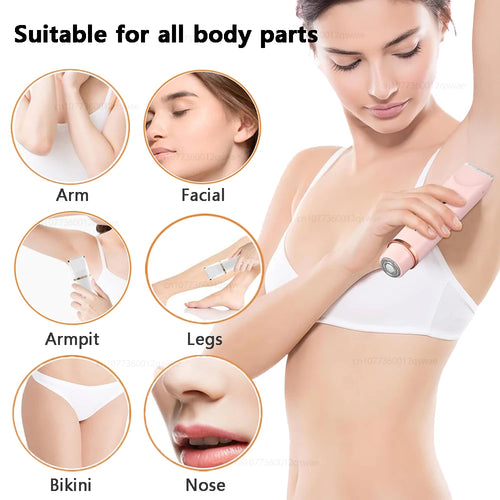 Afeitadora Eléctrica para Mujer, Recortadora de Bikini, Maquinilla de Afeitar Eléctrica de Doble Cabezal, Impermeable, Sin Dolor, Recortadora de Vello Púbico