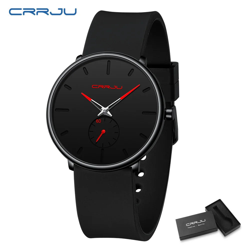 CRRJU-Conjunto de relojes de silicona informales para hombre y mujer, relojes de pulsera de cuarzo con esfera Simple, reloj de vestir para mujer