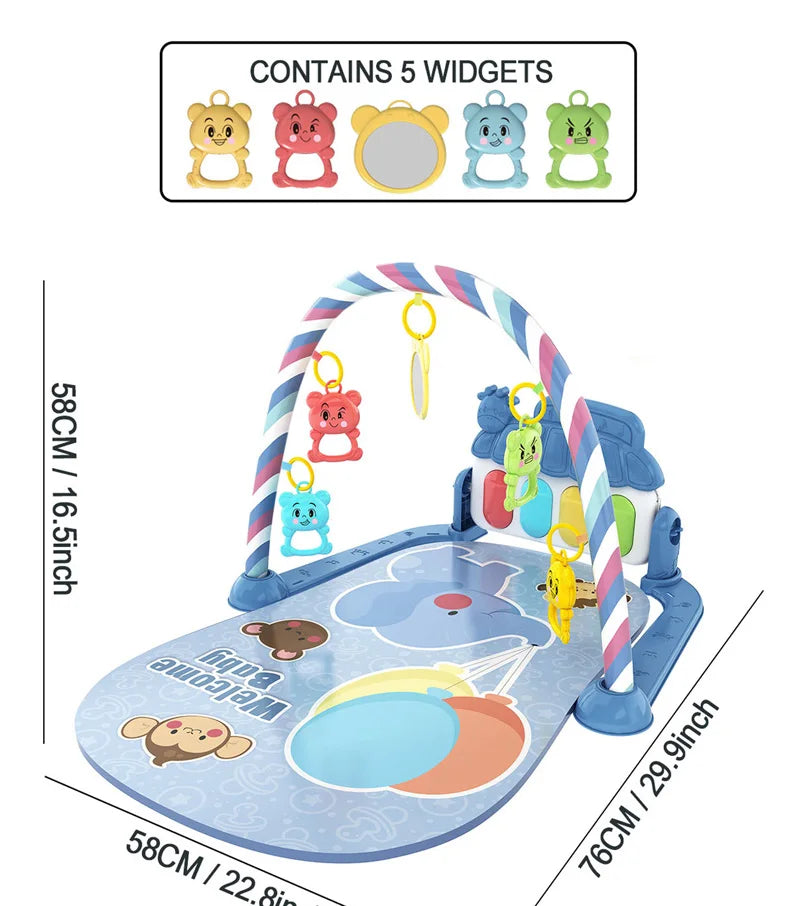 Alfombra de gimnasio para actividades musicales para bebé, alfombra para recién nacido, Pedal, teclado de Piano, estante de Fitness infantil, tapete para gatear, juguetes de regalo