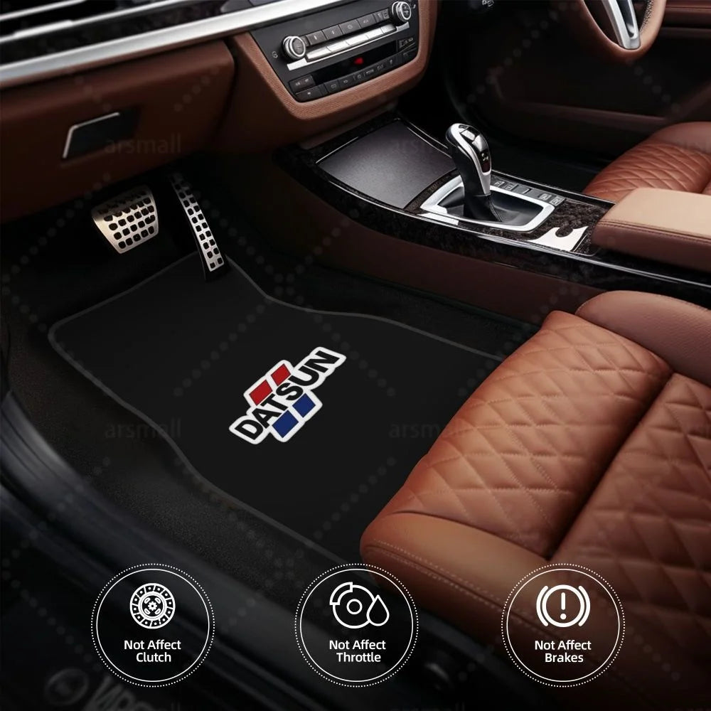Datsun Alfombrillas de Coche Alfombras Antideslizantes Alfombras Delanteras y Traseras Alfombrillas de Coche Juego de 4 Piezas Accesorios de Decoración para Auto