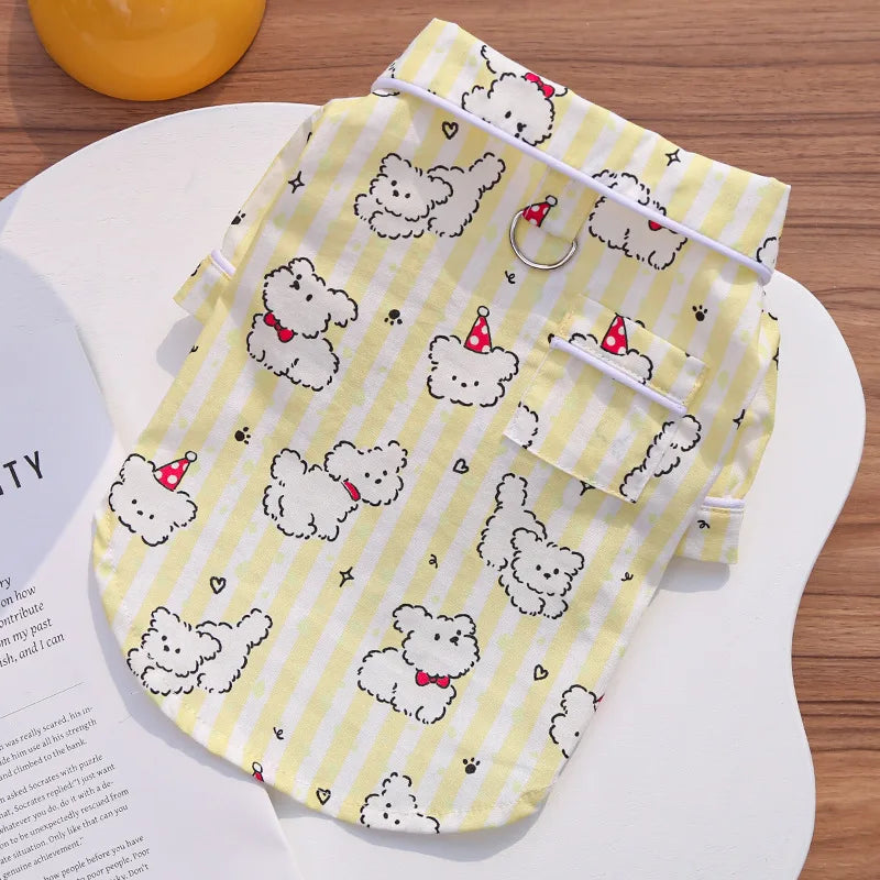 Mono de verano para perro, ropa con estampado de perro, chaleco para cachorro, ropa para perros Chihuahua y Bichón, pijama fino de cuatro patas para perro, ropa para parejas.
