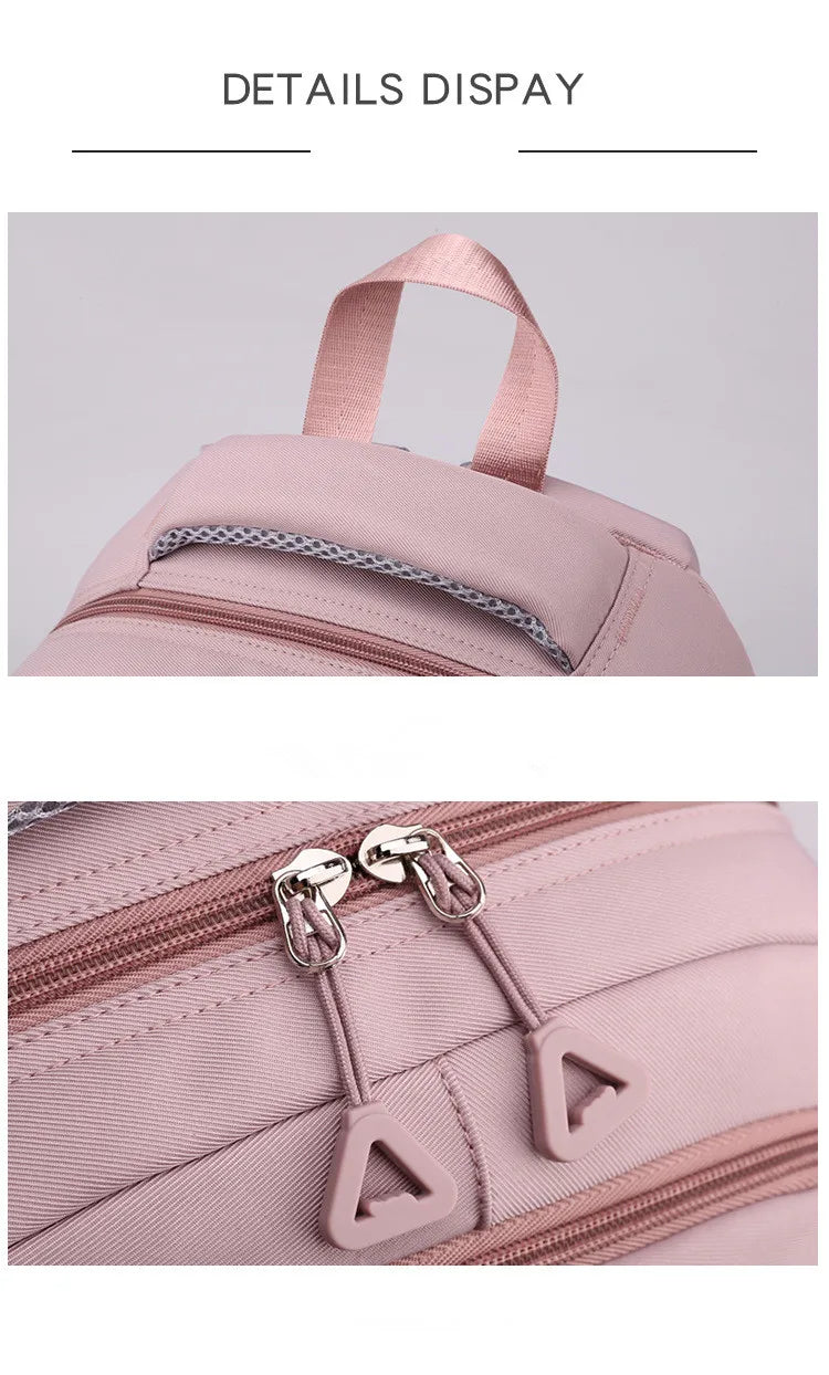 Mochila escolar de nailon con colgante para niñas, de viaje con múltiples bolsillos morral, impermeable, informal, estilo Simple