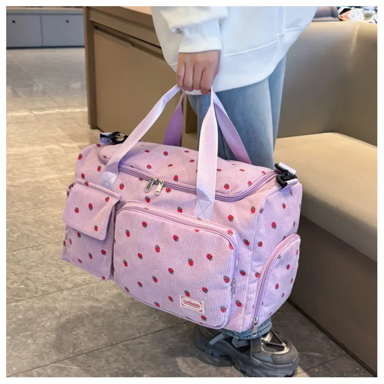 Bolsa de viaje de pana, bolsa de viaje de gran capacidad con compartimento para zapatos, bolsas deportivas para Fitness para mujer, bolsas de lona