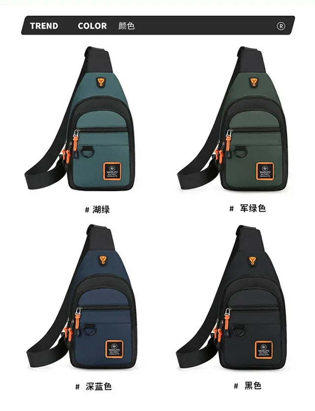 Riñoneras informales con estilo para hombre, bolso de pecho para hombre, bolso de pecho a la moda, bolso de hombro tipo bandolera de tela Oxford ligero