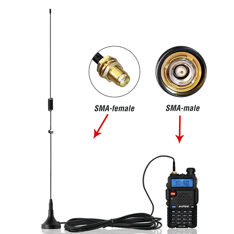 NAGOYA UT-106UV Antena de radioaficionado para automóvil Baofeng UV5R UV Antena de base magnética VHF UHF de doble banda