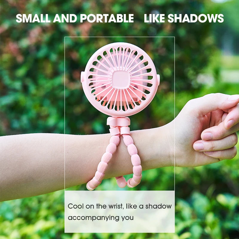 Ventilador portátil plegable de escritorio con USB, Mini ventilador de pulpo multifuncional pequeño, silencioso, para cochecito de bebé al aire libre, Verano