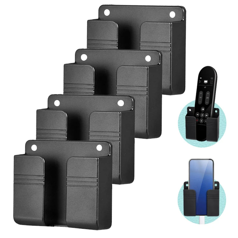 Caja de almacenamiento montada en la pared, organizador multifunción sin perforaciones, Control remoto de TV, soporte de carga para enchufe de teléfono móvil, 1-4 Uds.