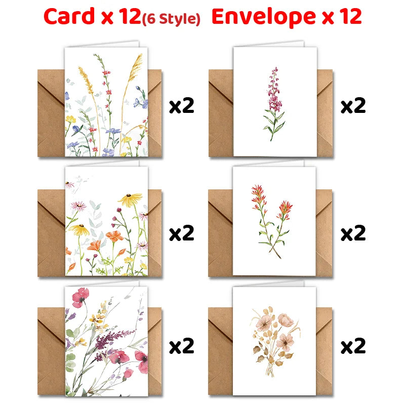 12 tarjetas con sobres, ideales para cumpleaños, Navidad, Día de la Amistad, felicitaciones, negocios y reconocimiento a empleados