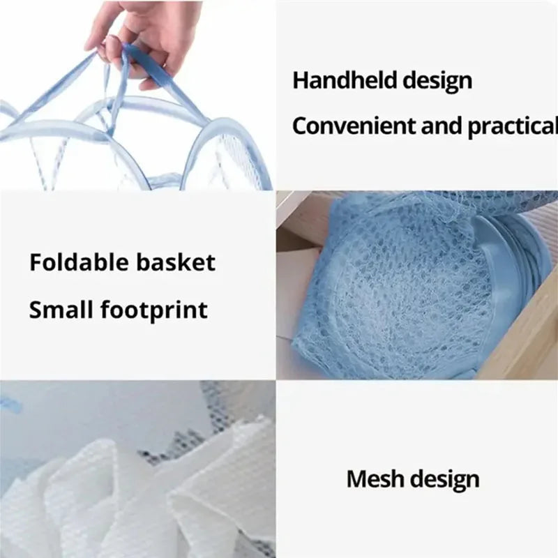 Cesta de lavandería de malla, cesta de almacenamiento pequeña y plegable para sala de estar, dormitorio, cambio de ropa, portátil, para viajes de negocios