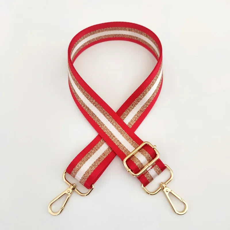 Correa de Hombro Universal para Bolso con Rayas, Correa de Repuesto Ajustable para Llevar Cruzado con Cierre Metálico, Accesorios Multicolor para Bolsos