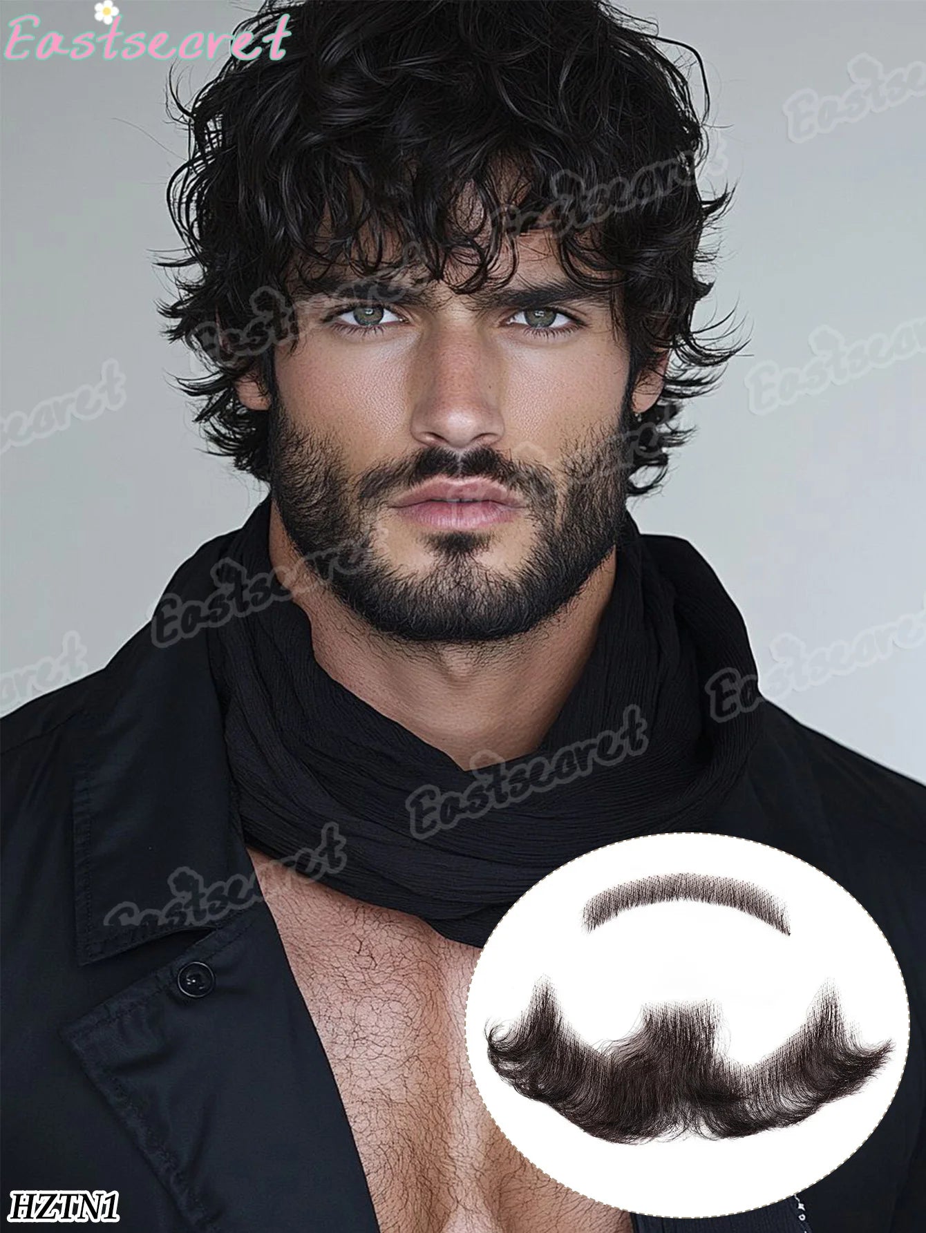 Bigote falso de barba de encaje sintético para hombres, bigote hecho a mano por pelo Real, Cosplay, encaje sintético, barbas invisibles