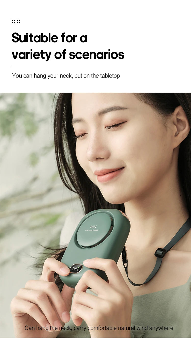 Ventilador portátil para colgar en el cuello, miniventiladores de refrigeración para la cintura, ventilador deportivo recargable por USB sin aspas, 1800mAh para deportes al aire libre y viajes