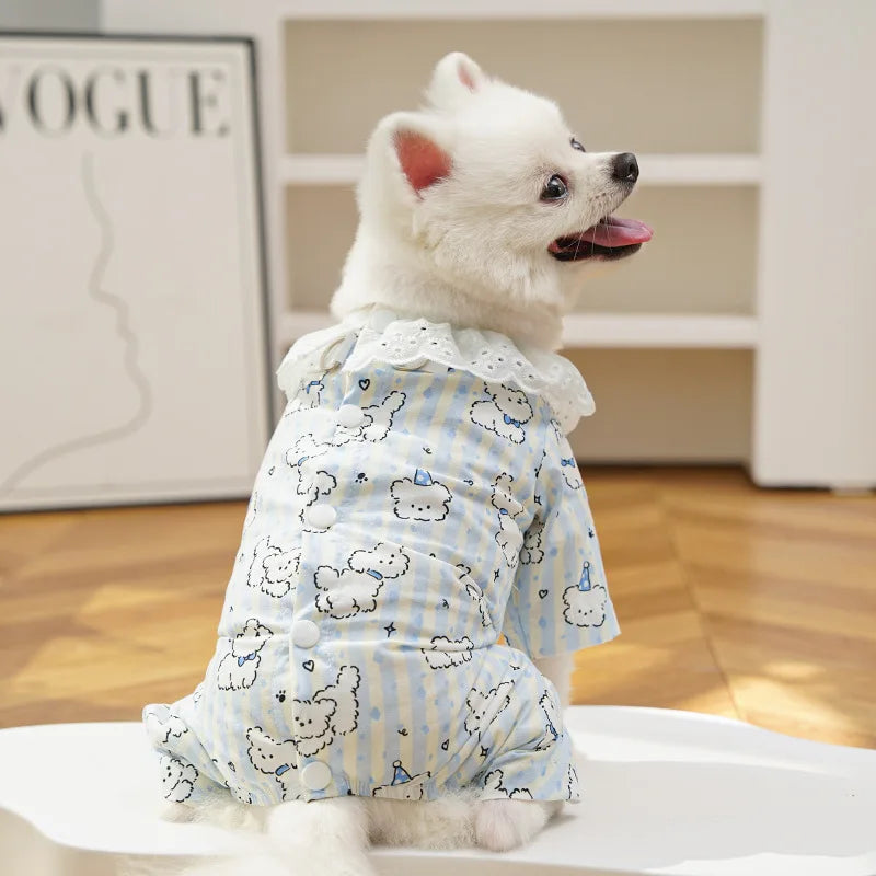 Mono de verano para perro, ropa con estampado de perro, chaleco para cachorro, ropa para perros Chihuahua y Bichón, pijama fino de cuatro patas para perro, ropa para parejas.