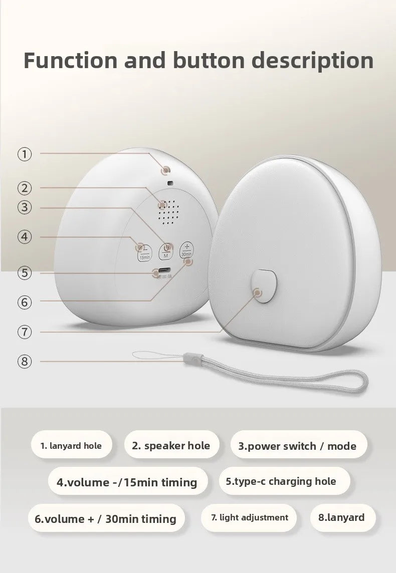 Máquina de Ruido Blanco LED para Dormir con Sonidos Relajantes, Lámpara Nocturna RGB Recargable Táctil, Audio Relajante y Lámpara para Dormir para Bebés