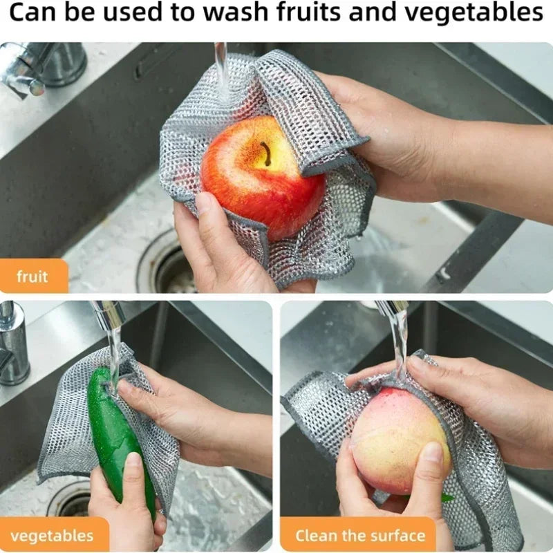 Trapos para fregador de cocina, paño de cocina de alambre grueso de doble cara, toalla de limpieza de acero y Metal, paños para lavar platos, estropajos