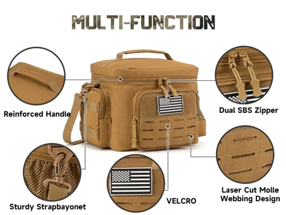 Bolsa térmica táctica para exteriores, fiambrera resistente para trabajo, bolsa de almuerzo duradera con aislamiento a prueba de fugas para hombres, comida, Camping, Picnic