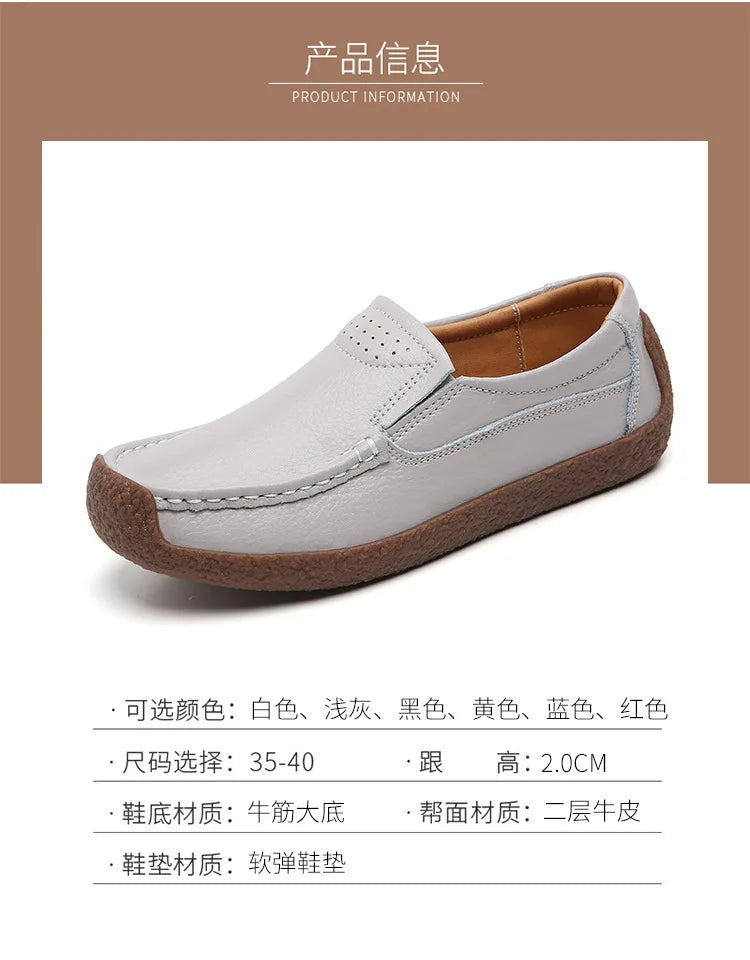 Zapatos informales De cuero genuino para Mujer, zapatillas De ocio, mocasines sin cordones De marca De lujo para Mujer, mocasines suaves para Mujer, Zapatos De Mujer