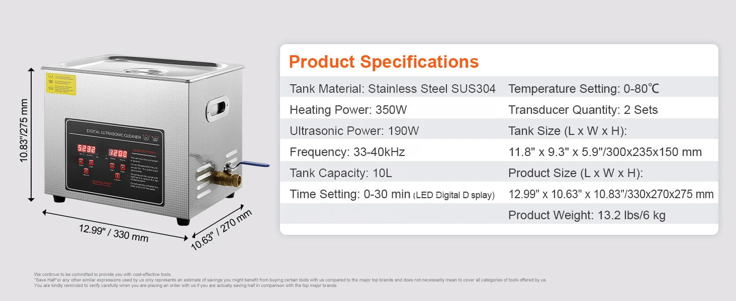 SucceBuy 2L 3L 6L 10L 22L 30L limpiador ultrasónico de acero inoxidable limpieza portátil lavadora ultrasonido electrodoméstico