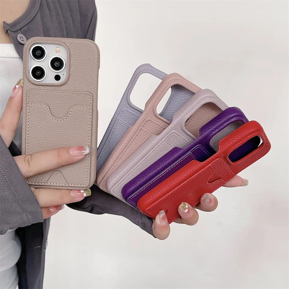 Funda Retro personalizada con nombre de cuero para tarjetas, funda tipo billetera antigolpes para iPhone 15 14 13 12 11 Pro Max 14 15 Plus